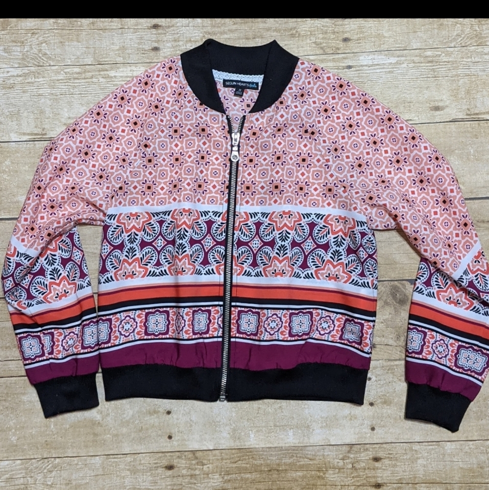 Girl's Purple & Orange Lightweight Zip Up Jacket